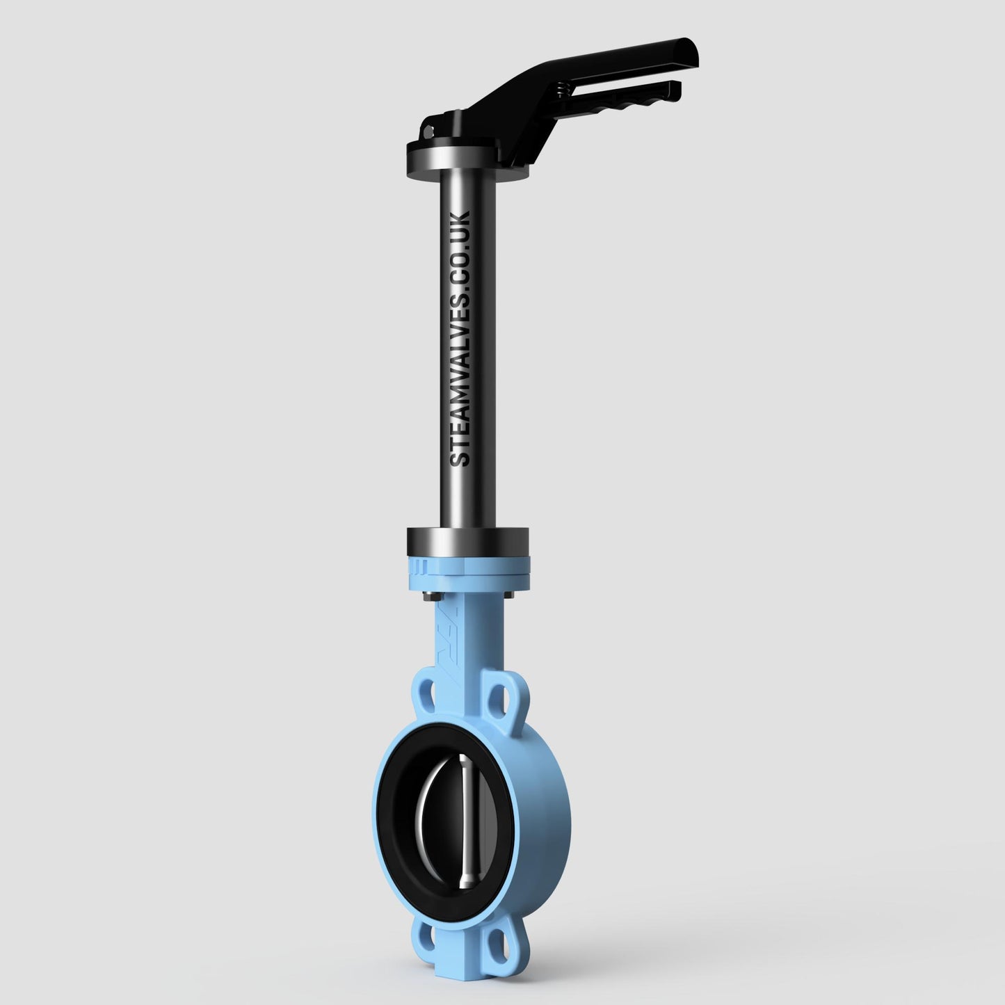 TTV wafer butterfly valve with steam extension and EPDM seat, ductile iron body PN16 rated for precision steam control in industrial applications with wafer-style installation